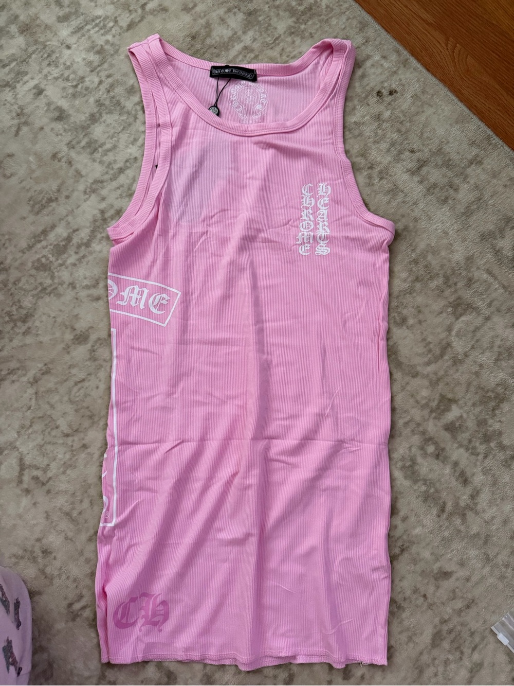 Chrome Hearts Pink Graphic Tank Top size s